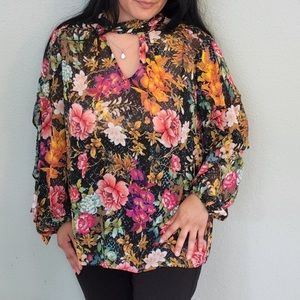 Bold Elements~ multi colored floral blouse